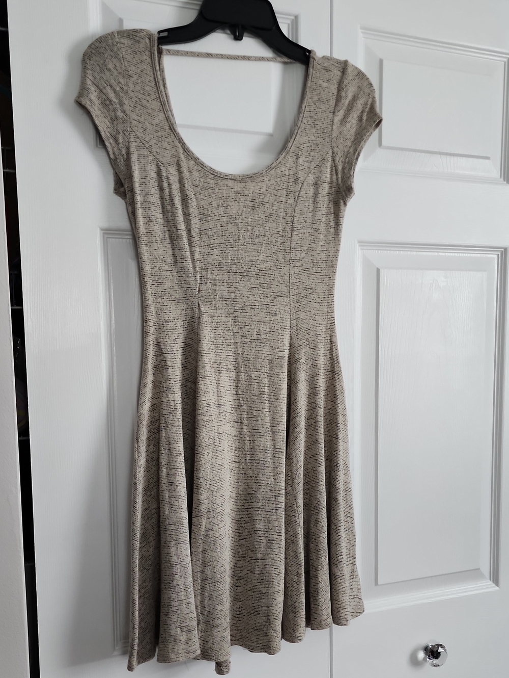 Acemi Cream Heather Scoop-Neck Fit & Flare Mini Dress